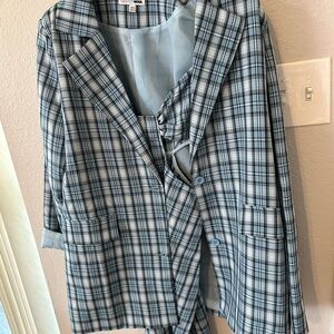 Plaid Blazer and Dress Set
